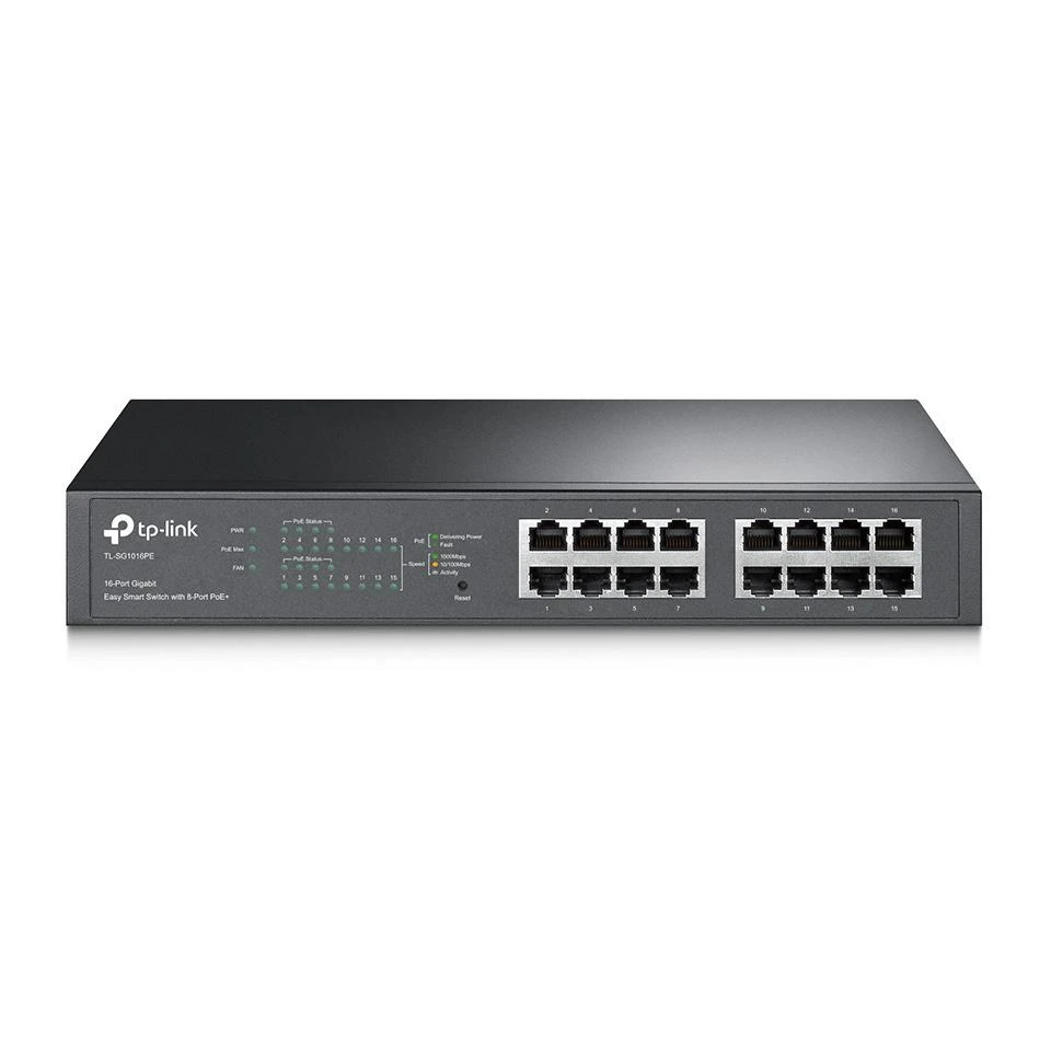 Šakotuvas TP-Link SG1016PE Easy Smart Switch 16x Gigabit Ethernet (8x PoE+), "Plug-and-Play"