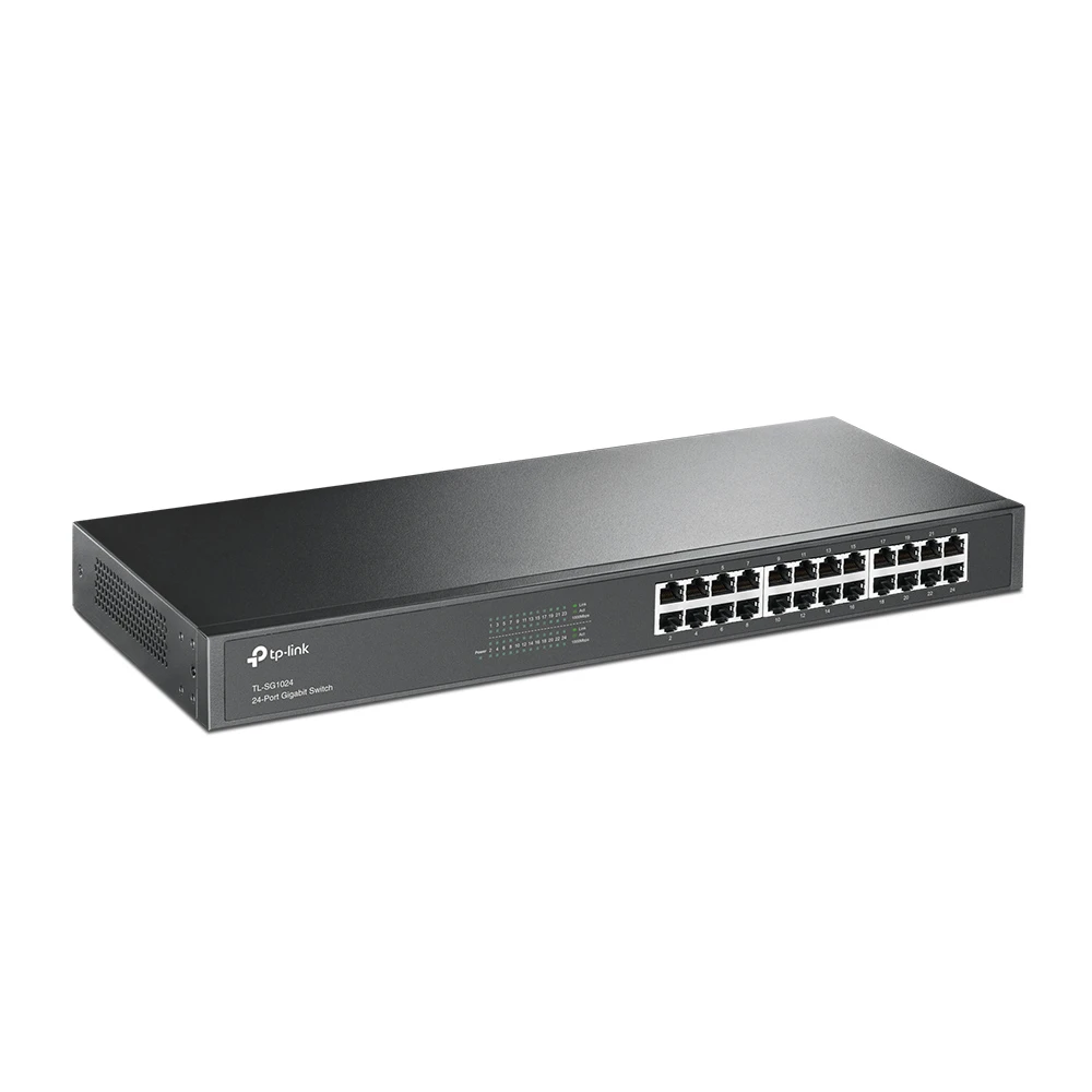 Šakotuvas TP-LINK 24 prievadų gigabito komutatorius, montuojamas į 19 colių stelažą