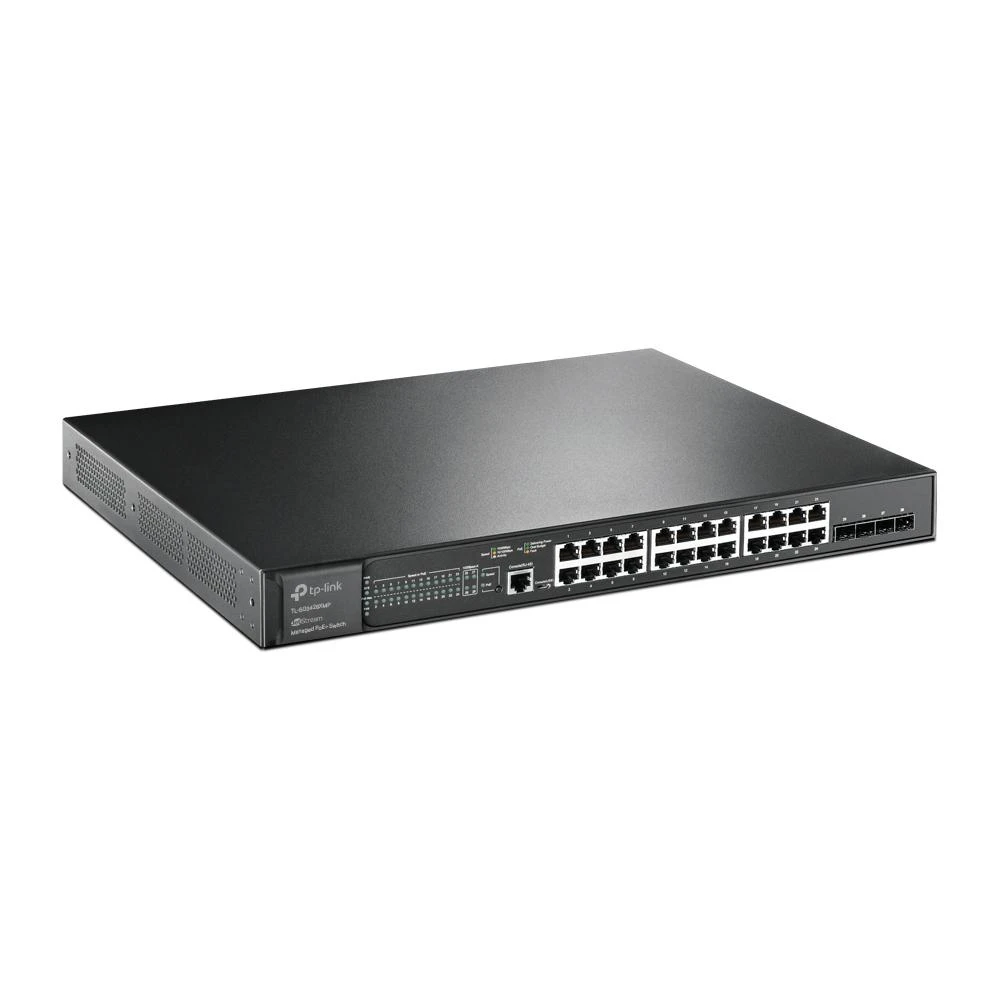 Šakotuvas TP-LINK | 24 prievadų gigabito ir 4 prievadų 10GE SFP+ L2+ valdomas komutatorius su 24 prievadų PoE+ | TL-SG3428XMP JetStream | Valdomas L2+ | Montuojamas į lentyną