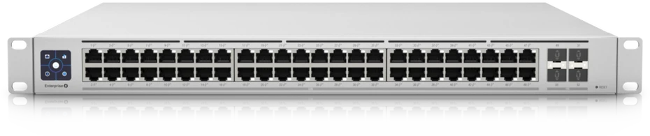 Šakotuvas Ubiquiti | Switch Enterprise 48 PoE | USW-Enterprise-48-PoE | Tvarkoma L3 | Montuojamas ant stovo | Gigabit Ethernet (vario) jungtys kiekis 48 (100MbE/1GbE/2.5GbE) | SFP+ jungtys kiekis 4 | PoE+ jungtys kiekis 48 | Maitinimo tipas AC/DC, vidinis, 100-240V, max 10A, 750W