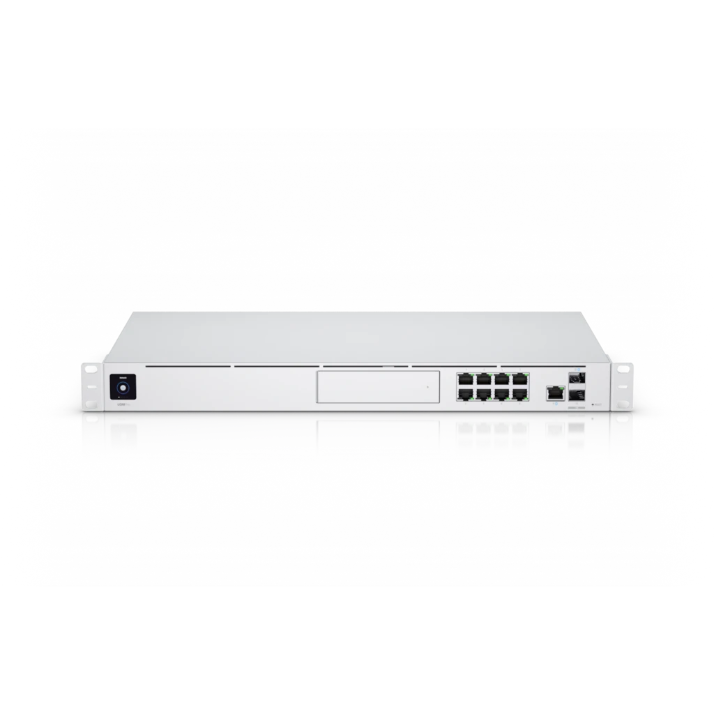 Šakotuvas UBIQUITI UDM-PRO UNIFI DREAM MACHINE 8 PORT SWITCH DAUGIŲ PROGRAMŲ SISTEMA SU 3,5 HDD IŠPLĖTIMU DUAL WAN 10G SFP+ IR 1G RJ45