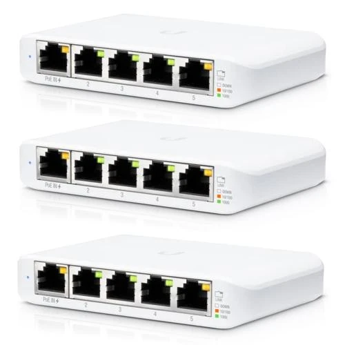 Šakotuvas UBIQUITI USW-Flex-Mini-3 jungiklis UniFi 5x RJ45 1000Mb/s 1x PoE 3 pakuotėse