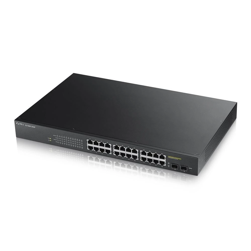 Šakotuvas ZYXEL GS1900-24HP V2, 24 PORT GBE L2 POE SMART SWITCH, MONTAVIMAS, 170 W (5 M. GARANTIJA)