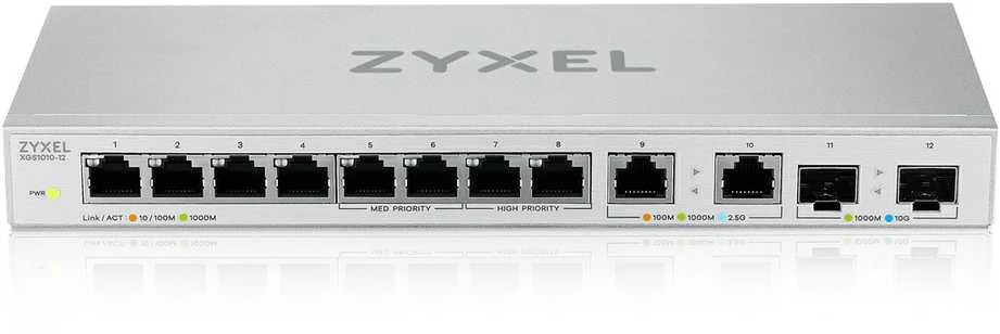 Šakotuvas Tinklo Komutatorius - Zyxel XGS1010-12 Ne-valdomas Gigabit Ethernet (10/100/1000) Pilka