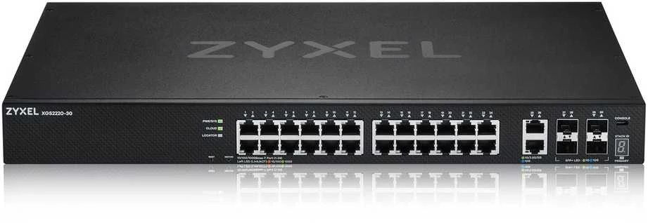 ZYXEL XGS2220-30, L3 prieigos jungiklis, 24X1G RJ45 2X10MG RJ45, 4X10G SFP+ UPLINK, įskaitant 1 metų „Nebulaflex Pro“ (5 metų garantija)
