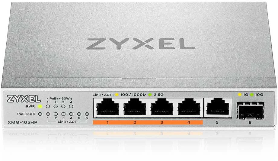 Šakotuvas Komutatorius - Zyxel XMG-105HP 100/1000/2500 PoE Sidabrinis