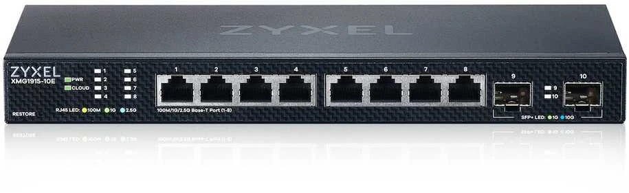 Šakotuvas ZYXEL XMG1915-10E, 8 prievadų 2,5 GBE, 2 SFP+ išmanusis komutatorius, hibridinis režimas, autonominis arba „Nebulaflex“ debesis (5 metų garantija)