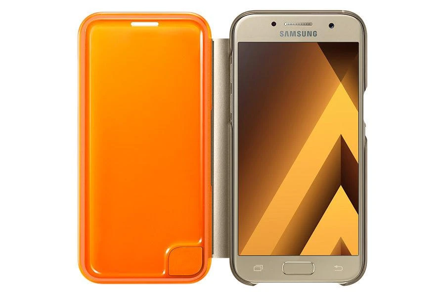 Dėklas Atverčiamas dangtelis Neoninis, skirtas Samsung Galaxy A3 A320 (auksinis)