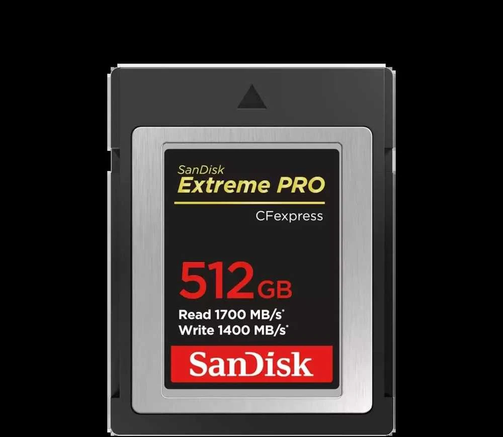 Atminties kortelė SanDisk Extreme PRO CFexpress B tipo kortelė, 512 GB, 1700 MB/s skaitymo greitis, 1200 MB/s rašymas
