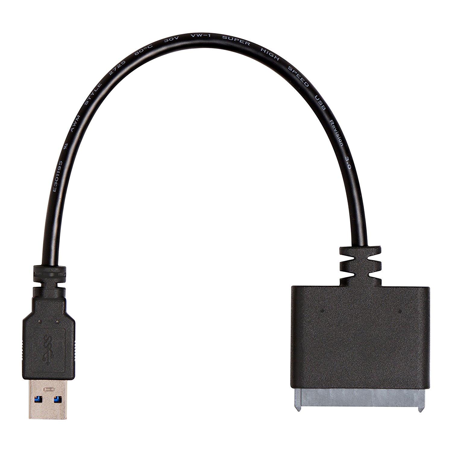 „SanDisk SSD“ nešiojamojo kompiuterio atnaujinimo įrankių rinkinį sudaro USB 3.0 į SATA laidas, instrukcijos, klonavimo programinė įranga