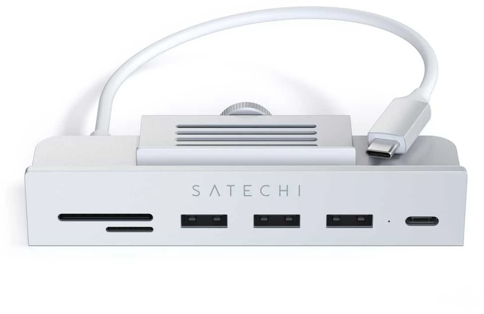Adapteris HUB USB C Satechi for iMac M1 2021 24" and 27" Studio Ekranas 2022 ST-UCICHS sidabrinis
