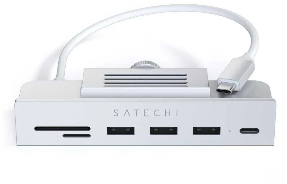 Adapteris HUB USB C Satechi for iMac M1 2021 24" and 27" Studio Ekranas 2022 ST-UCICHS sidabrinis
