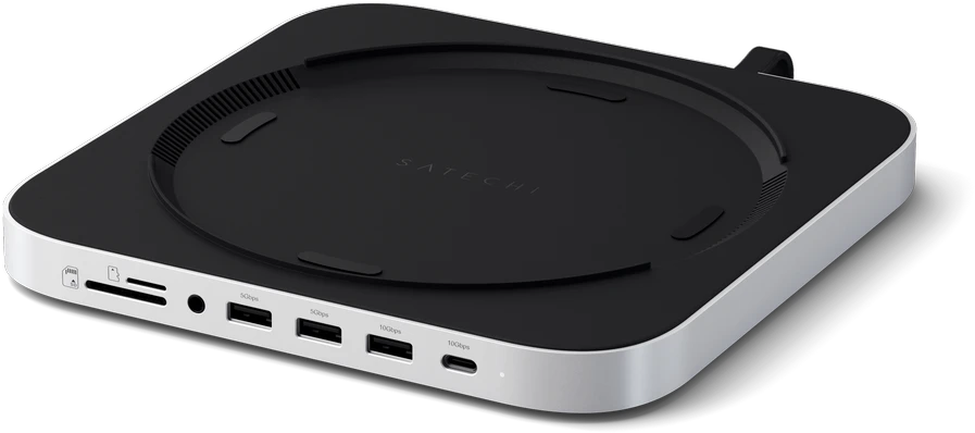 SATECHI Mac Mini stovas ir stebulė su NVMe SSD korpusu - Sidabrinis