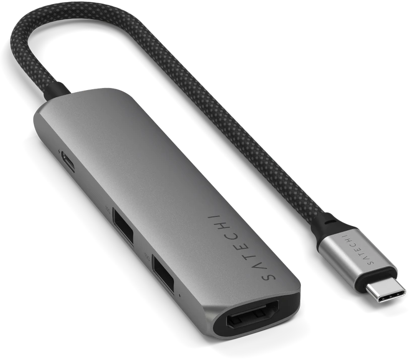 SATECHI 4-in-1 USB-C Slim Multiport Adapteris 4K (Kosminė pilka)
