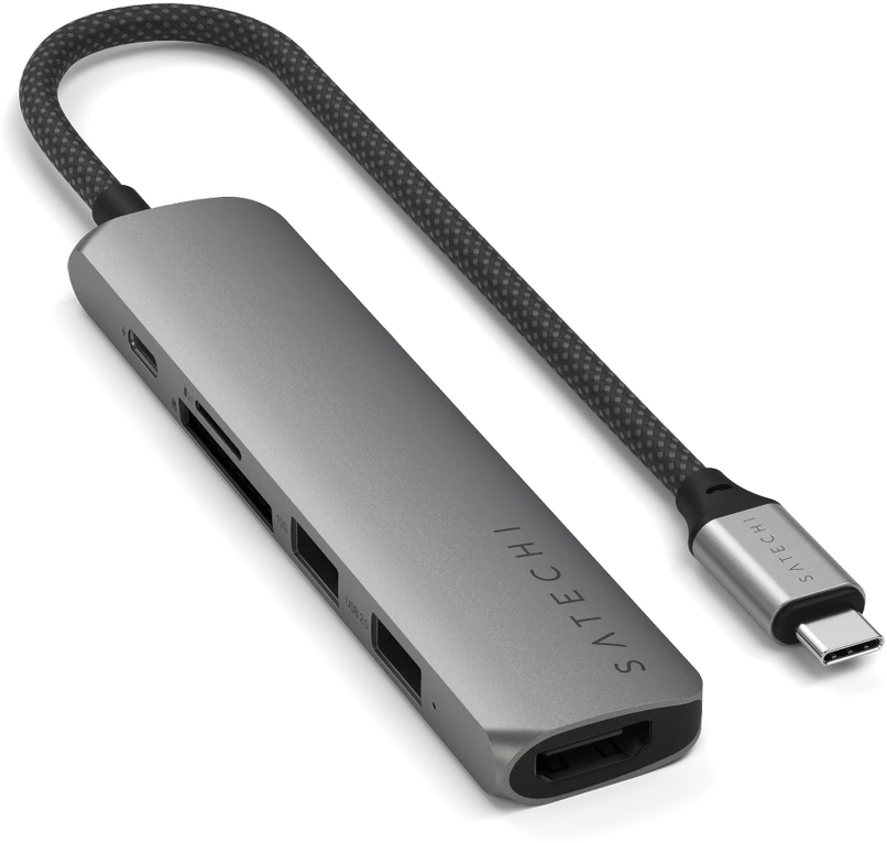 SATECHI 6-in-1 USB-C Slim Multiport Adapteris (Kosminė pilka)