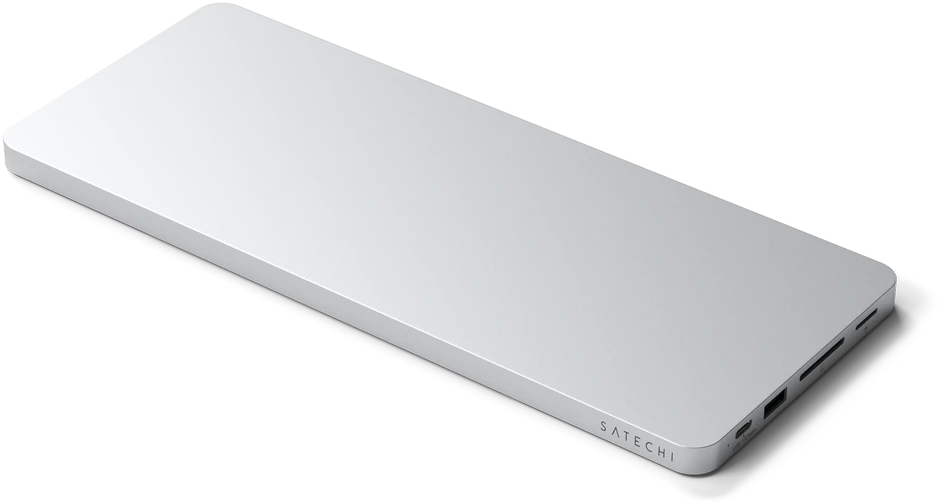 Satechi Slim Dock, skirtas iMac 24" USB-C (USB-C 10Gb, USBA-A 10Gb, 2x USB-A, mikro/SD kortelių skaitytuvas, NVMe SATA lizdas) (sidabrinė)