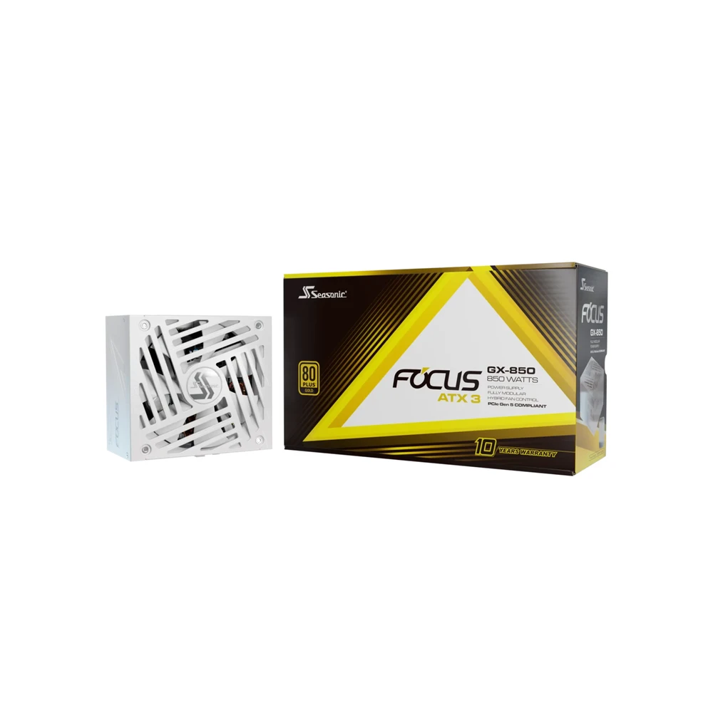 Seagate Seasonic Focus GX 80 PLUS Gold PSU, modular, PCIe 5.1 – 850 Watt, baltos spalvos