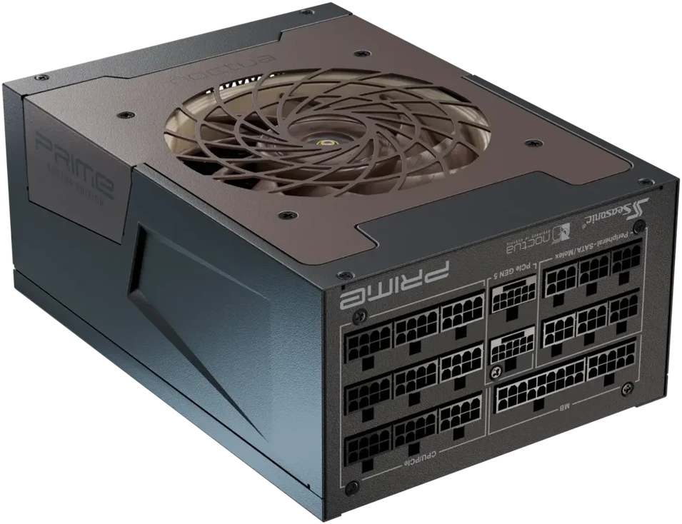 „Seasonic Prime TX-1600 Noctua Edition“ maitinimo šaltinis, „80 PLUS Titanium“, modulinis, ATX 3.1, PCIe 5.0 × 1600 vatų