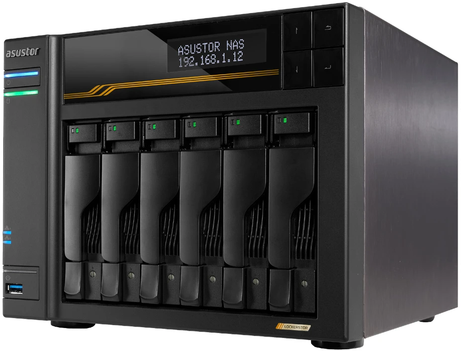 Serveris Asustor LOCKERSTOR 6 Gen3 (AS6806T) NAS Desktop AMD Ryzen V3C14 16 GB DDR5 ADM Juodas