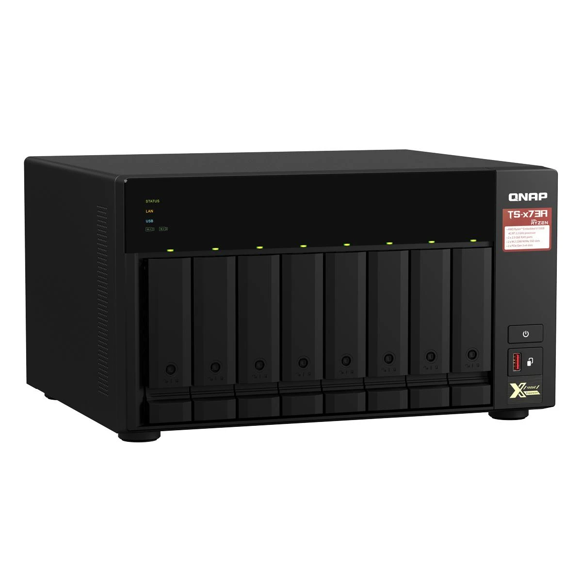 Serveris QNAP | 8 lizdų QTS ir QuTS hero NAS | TS-873A-8G | Iki 8 HDD/SSD su karšto keitimo funkcija | AMD Ryzen | Ryzen V1500B keturių branduolių | Procesoriaus dažnis 2,2 GHz | 8 GB | DDR4