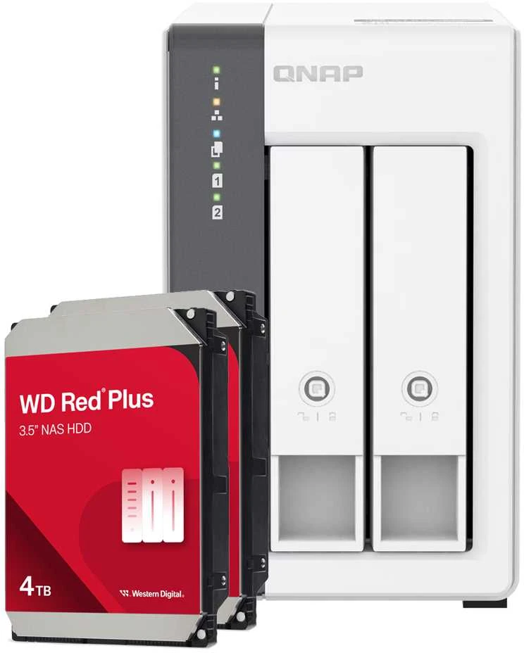 Serveris QNAP TS-216G 8TB WD Raudona Plus NAS rinkinys NAS su 2x 4TB WD Raudona Plus 3,5 colio SATA kietuoju disku