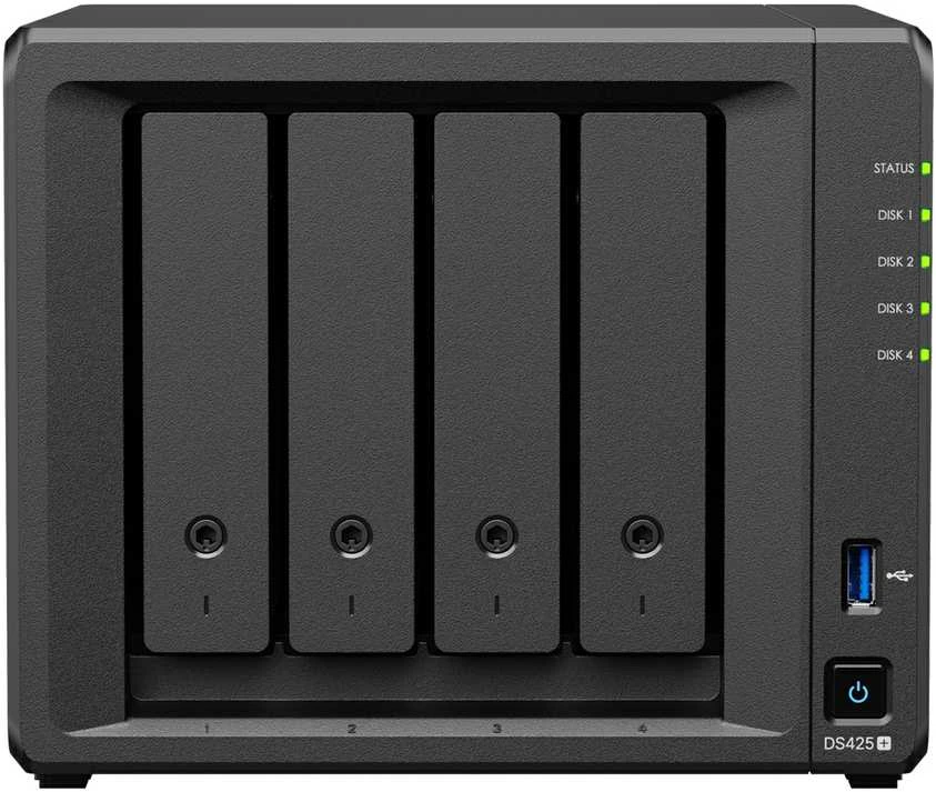 „Synology DiskStation DS425+“ NAS/saugojimo serveris „Intel® Celeron® J4125“ 2 GB DDR4 0 TB Juodas - tik „Synology“ HDD