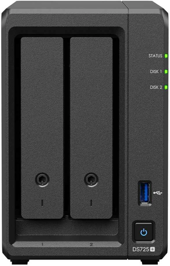 Serveris Synology DiskStation | DS725+ | AMD Ryzen | R1600 | 4 GB | DDR4 | Juodas