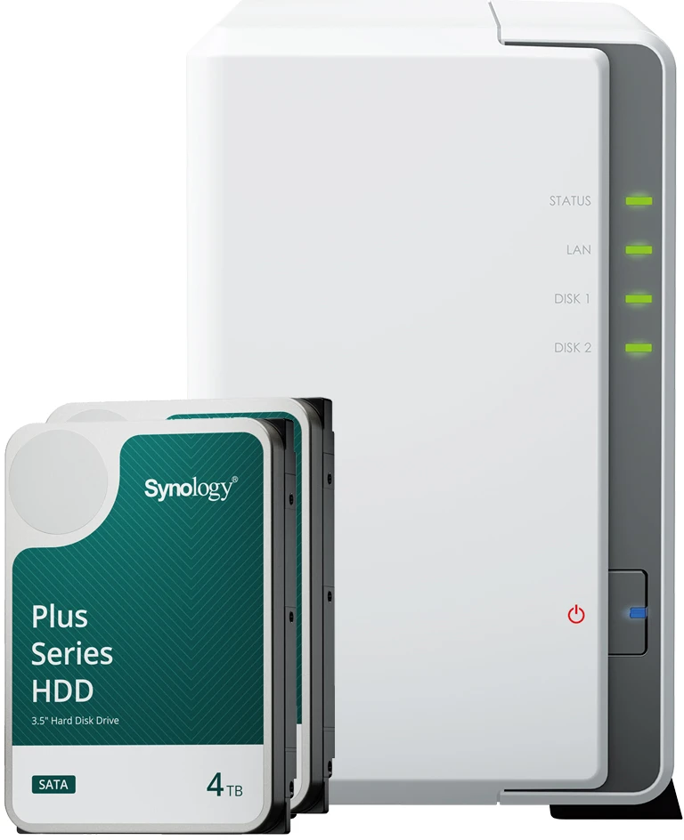 Serveris Synology DS223j 8TB Plus HDD NAS-Bundle NAS inkl. 2x 4TB Synology Plus 3.5 col. SATA HDD