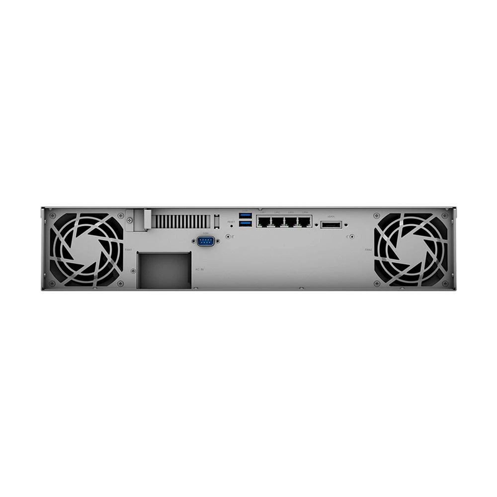 Serveris SYNOLOGY RS1221RP+ 8 skyrių NAS-Rackmount AMD Ryzen V1500B keturių branduolių 2,2 GHz 4GB DDR4 iki 32GB RJ-45 4x1GbE 2xUSB 3.2 1xeSATA