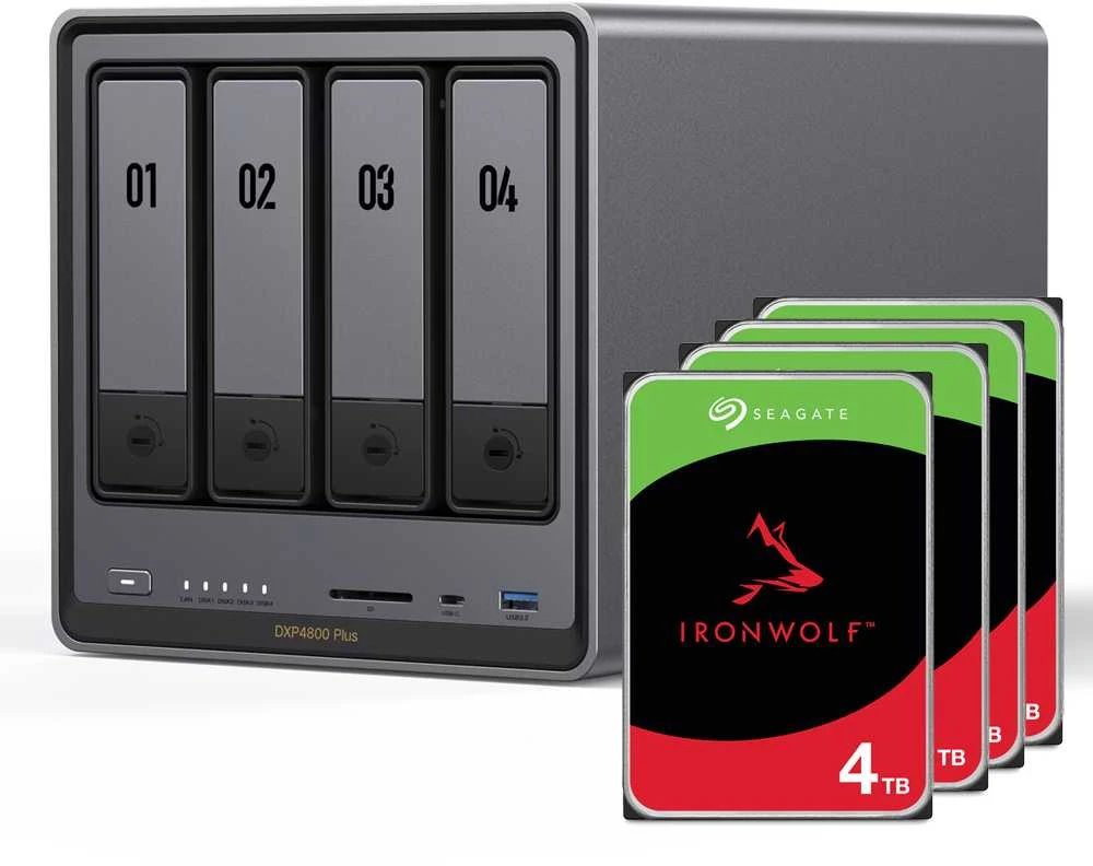 Serveris UGREEN DXP4800 Plus 16TB Seagate IronWolf NAS paketas su 4x 4TB Seagate IronWolf 3,5 colio SATA kietuoju disku