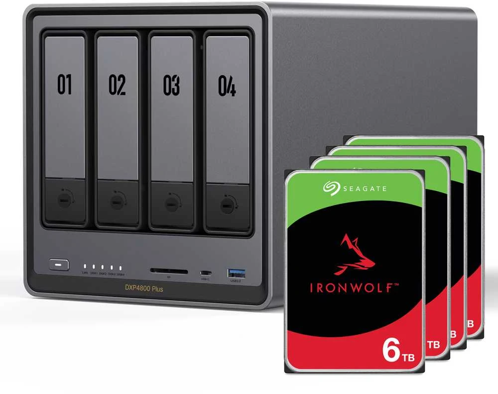 Serveris UGREEN DXP4800 Plus 24TB Seagate IronWolf NAS paketas su 4x 6TB Seagate IronWolf 3,5 colio SATA kietuoju disku