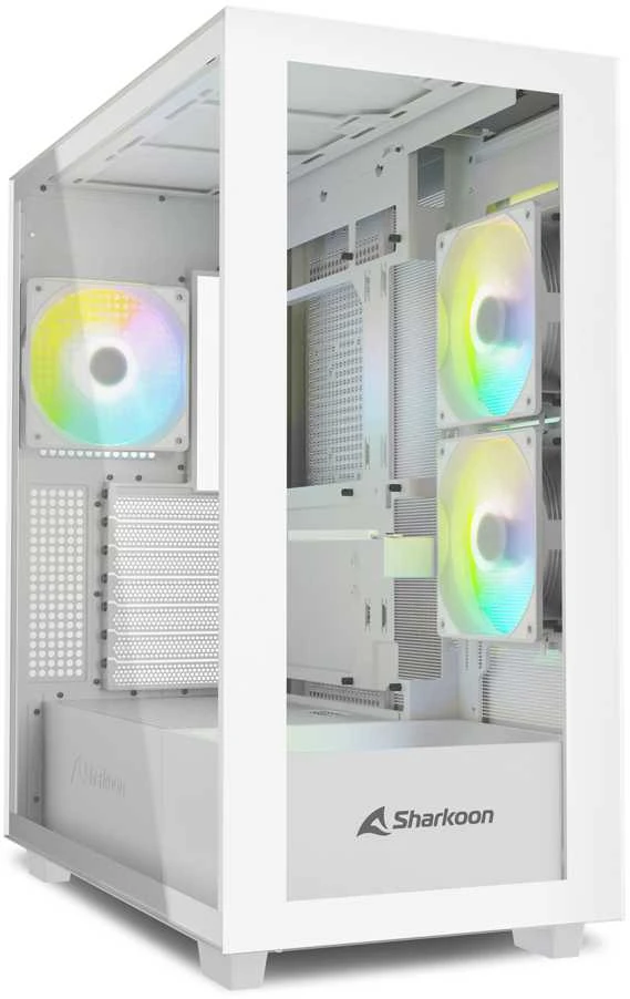 Sharkoon Rebel C60 RGB, Tower tipo korpusas - baltas, grūdintas stiklas