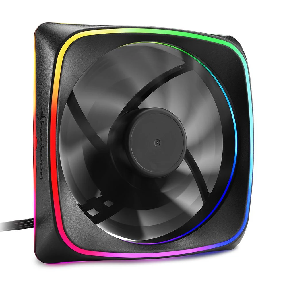Sharkoon RGB SHARK Apšvietimas, Ventiliatorius, 12 cm, 1000 RPM, 15.2 dB, 56 m³/h, Juodas