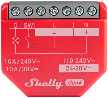 Shelly 1PM Gen4 1 kanalo relė 16A (WiFi, Bluetooth, Zigbee, Matter)