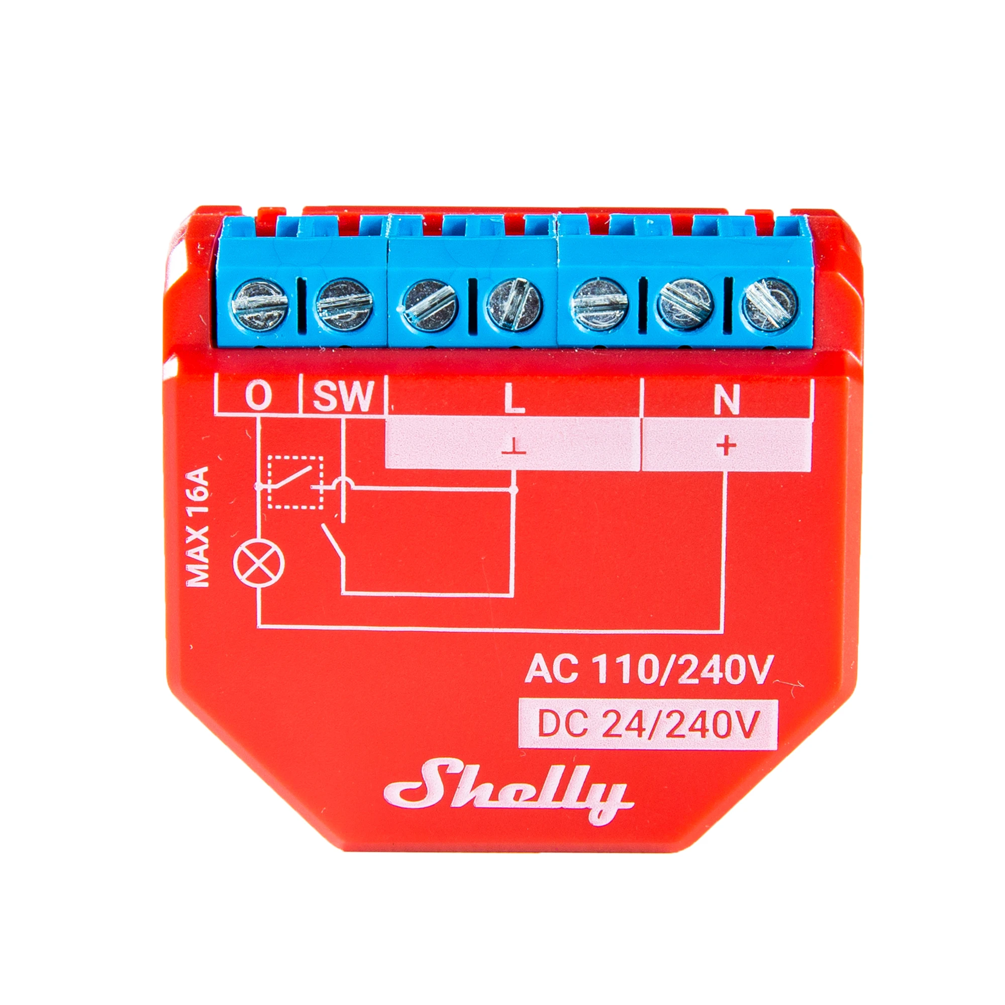 Shelly Plus 1PM WiFi valdomas relės jungiklis, 1 kanalas 16A, su galios matavimu (Bluetooth)