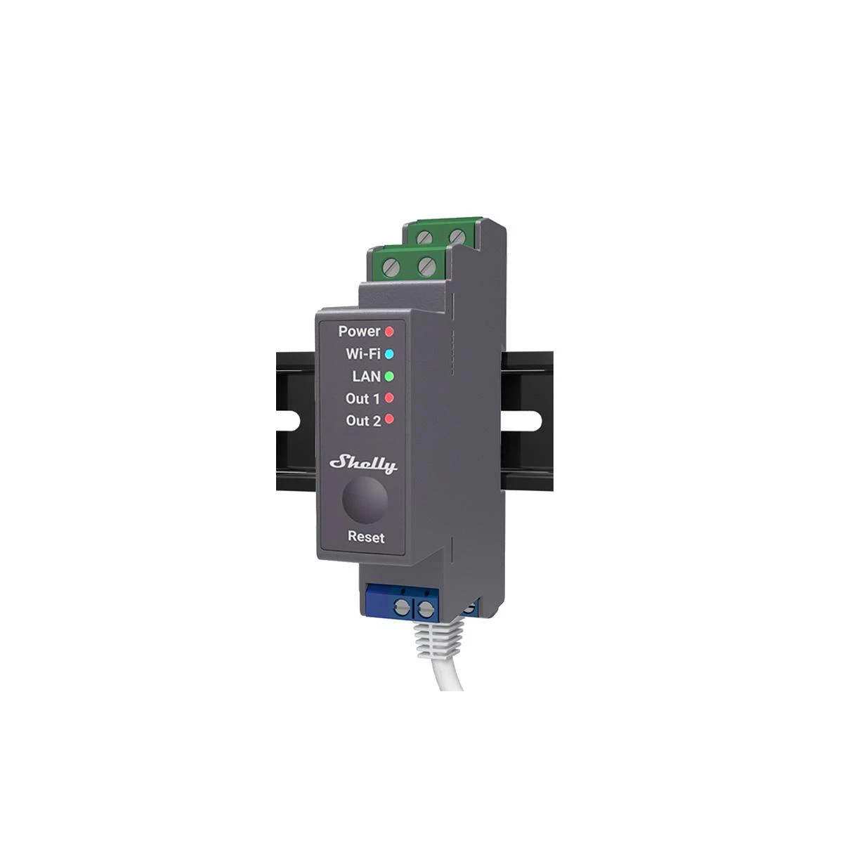 Shelly PRO 2 išmanioji 2 kanalų relė valdoma Wifi LAN ar Bluetooth montuojama ant DIN bėgelio