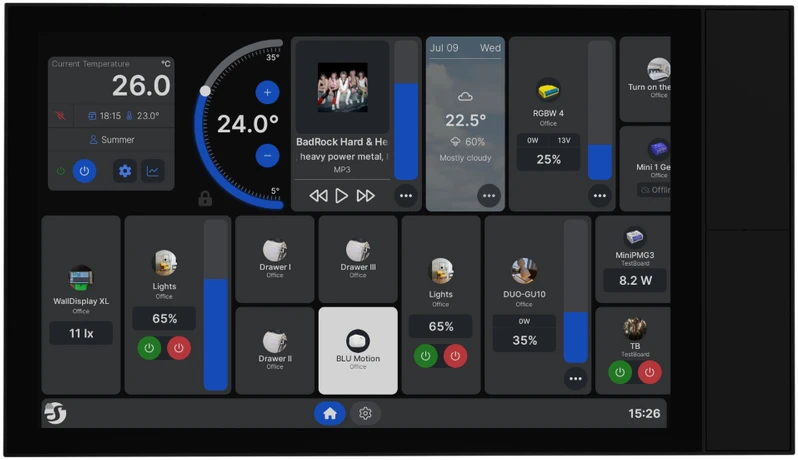 Shelly Ekranas XL Wi-Fi Bluetooth Smart Home Control Panel, Juodas