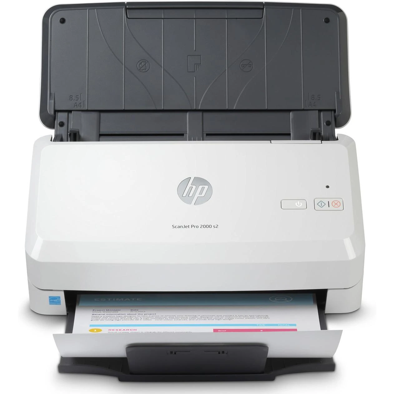 Skeneris Hewlett Packard (HP) „HP ScanJet Pro 2000 s2“ skaitytuvas – A4 spalvotas 600 dpi, lapų tiekimo nuskaitymas, automatinis dokumentų tiektuvas, automatinis dvipusis, OCR / nuskaitymas į tekstą, 35 ppm, 3500 puslapių per dieną