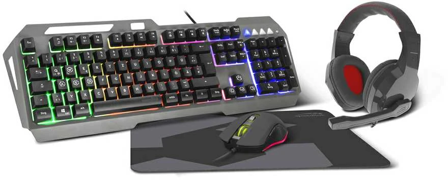 Klaviatūra Speedlink LUNERA 4 dalių žaidimų rinkinys su RGB apšvietimu, DE išdėstymas, SL-670305-BK