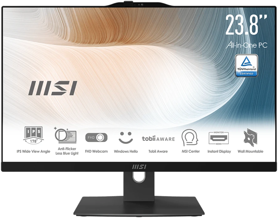 Stacionarus kompiuteris AIO MSI Modern AM242P 1M-1204DE 23.8 i3-100U juodas 16GB 256GB W11P