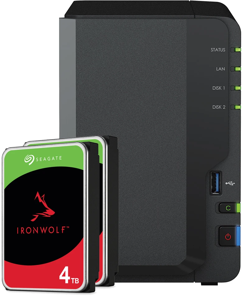 Serveris Synology DS223 8TB Seagate IronWolf NAS paketas NAS su 2x 4TB Seagate IronWolf 3,5 colio SATA kietuoju disku