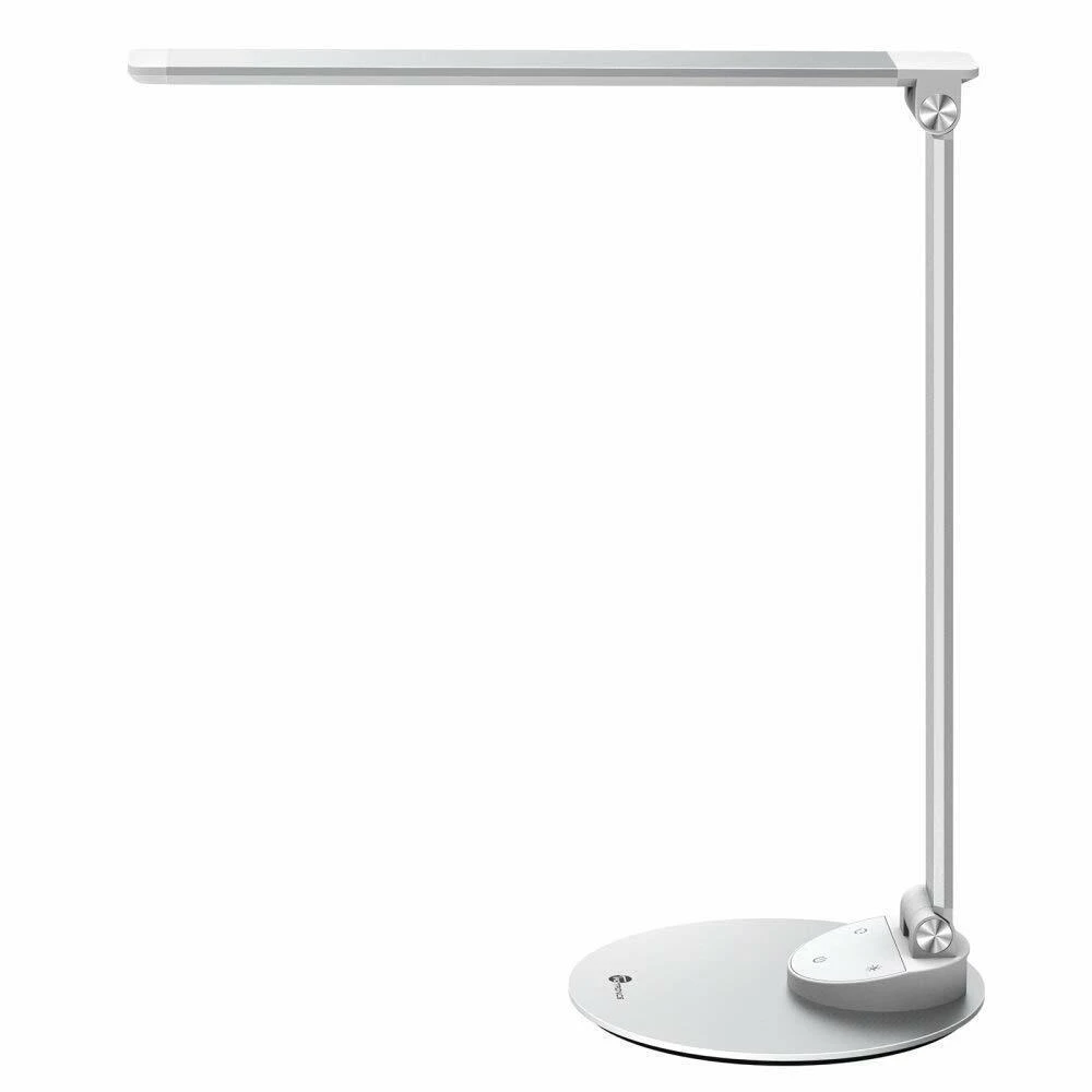 Taotronics Sidabrinis 5 lygių pritemdoma aliuminio LED lempa su 5 spalvų temperatūromis ir USB prievadu