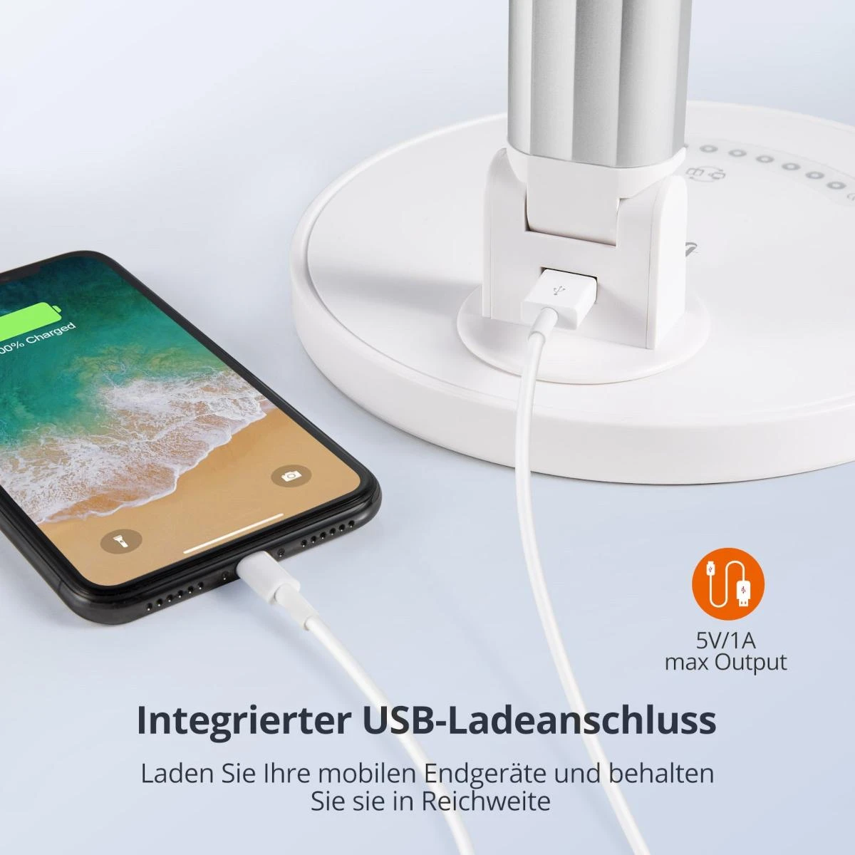 Taotronics Elune E5 7 lygių pritemdoma LED lempa su USB prievadu (Juodas)