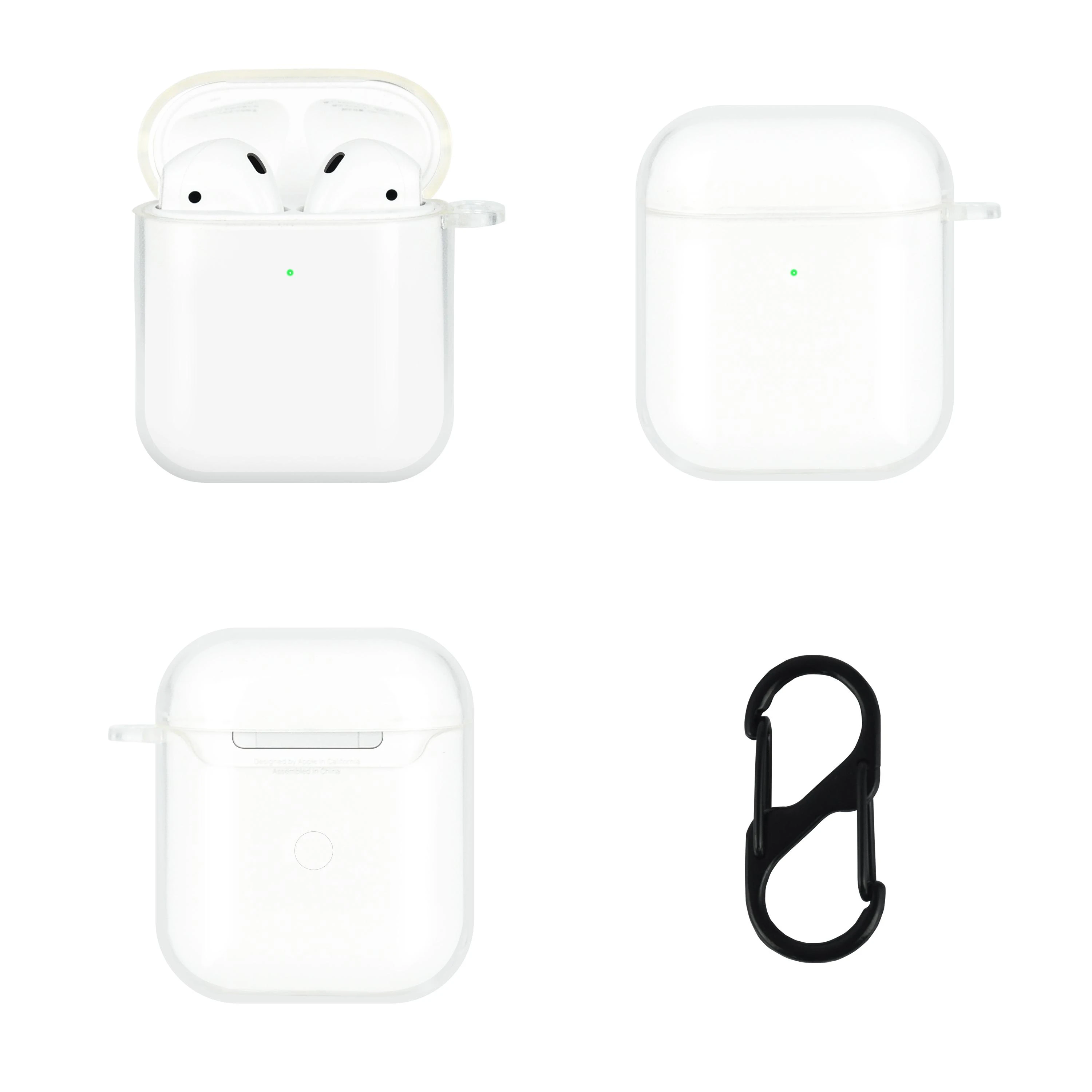 AirPods skaidrus dėklas su karabinu