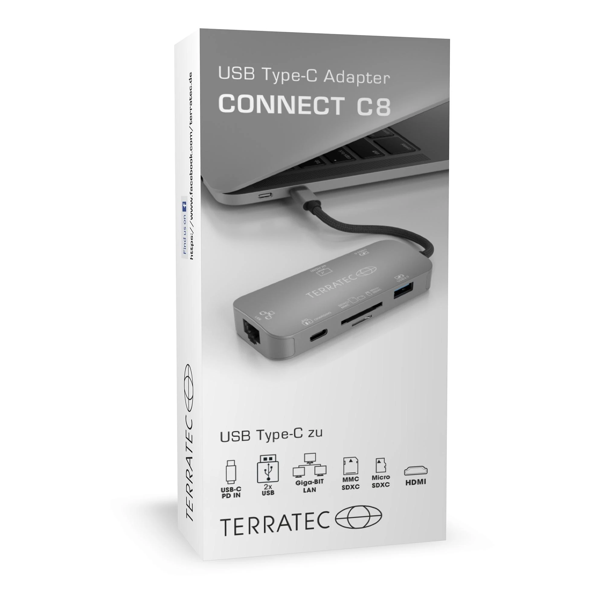„Terratec Connect C8“ USB 2.0 C tipo pilka