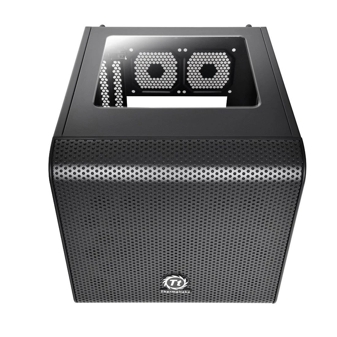 THERMALTAKE Core V1 Mini-ITX Case 2x USB 3.0 ir 1x HD Audio I/O jungtis viršuje, vienas iš anksto įdiegtas 200 mm ventiliatorius