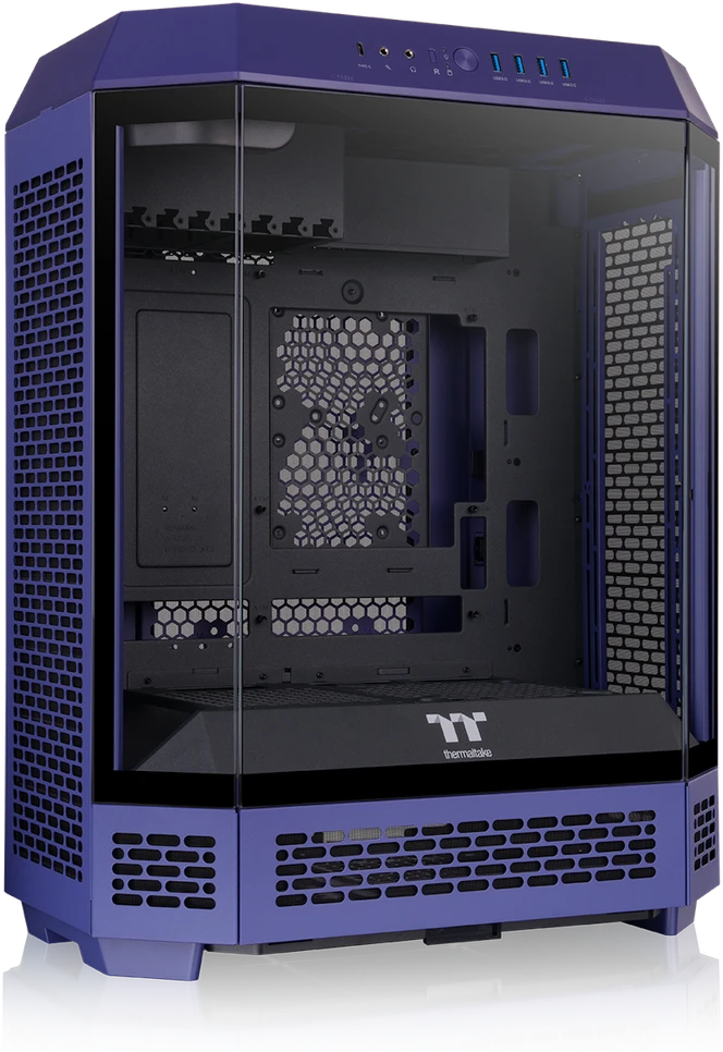 „Thermaltake The Tower 600“, bokšto formos korpusas – violetinis, grūdintas stiklas x 3