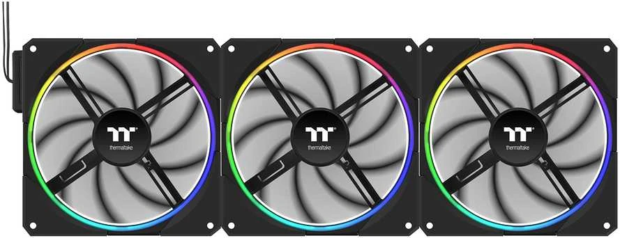 Trys sujungti Thermaltake 140mm RGB ventiliatoriai