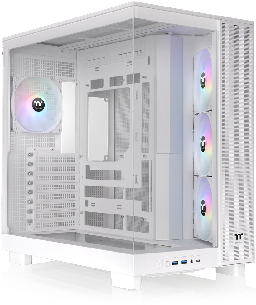 „Thermaltake View 380 XL TG ARGB“, bokšto tipo korpusas – baltas, grūdintas stiklas x 2