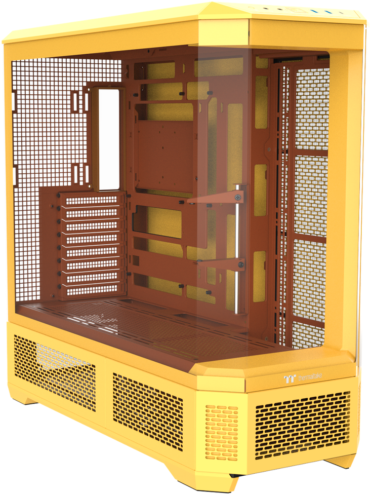 „Thermaltake View 600 TG Butter Caramel“, didelis bokšto formos korpusas – geltonas, grūdintas stiklas